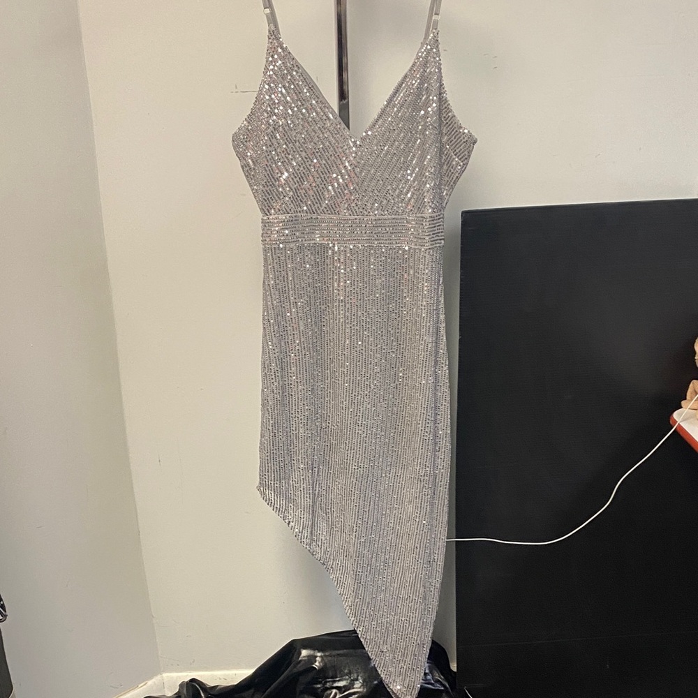 Elegant Silver Sequin Dress